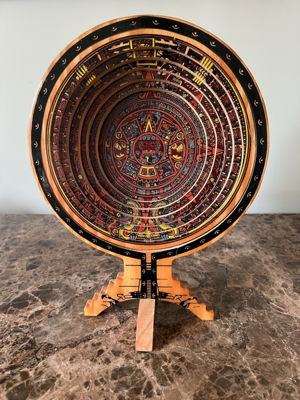 Equinoccio Aztec Solid Wood Collapsible Calendar Bowl